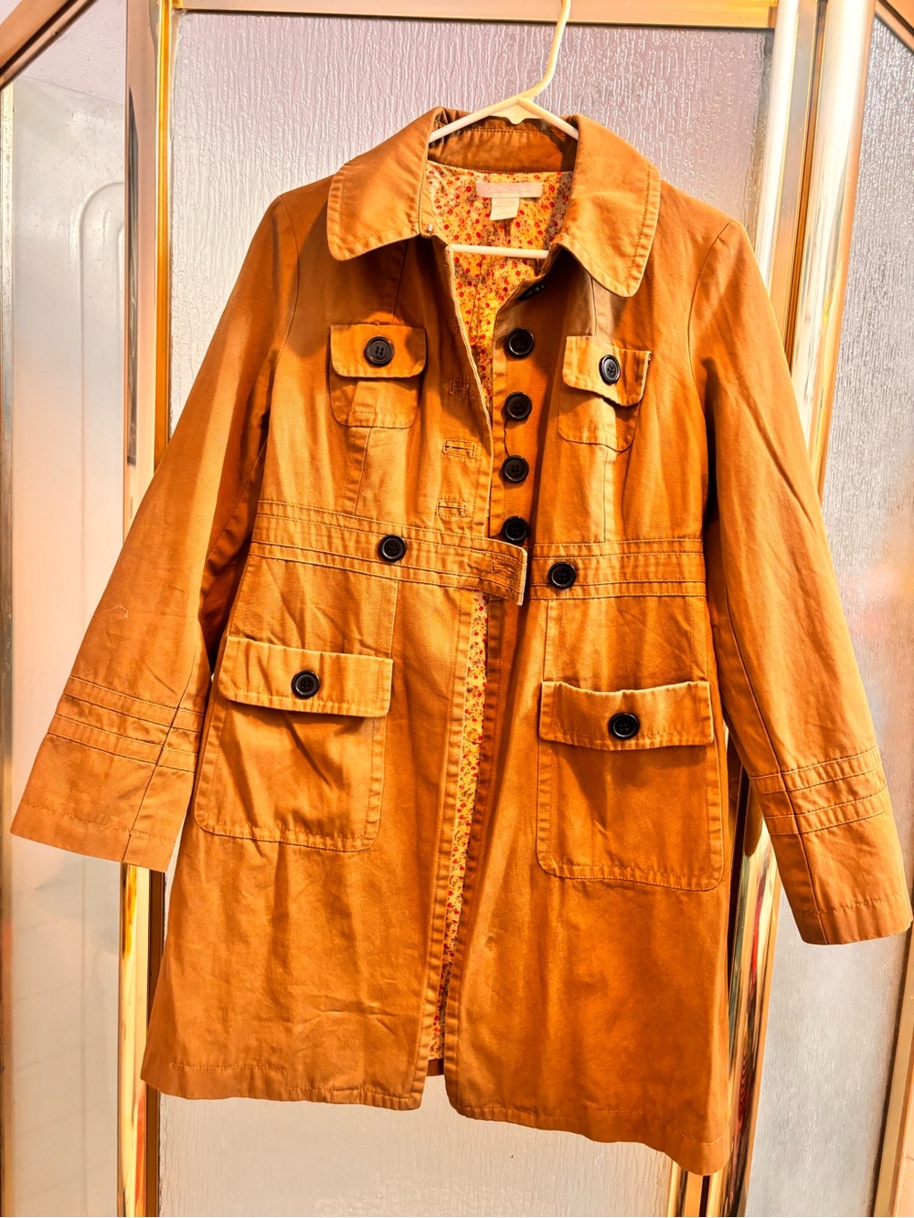 Charlotte Russe Women's Tan Utility Rain Coat Size L EUC